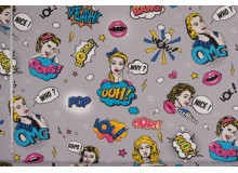 Dekostoff Tango comic Power Lady grau